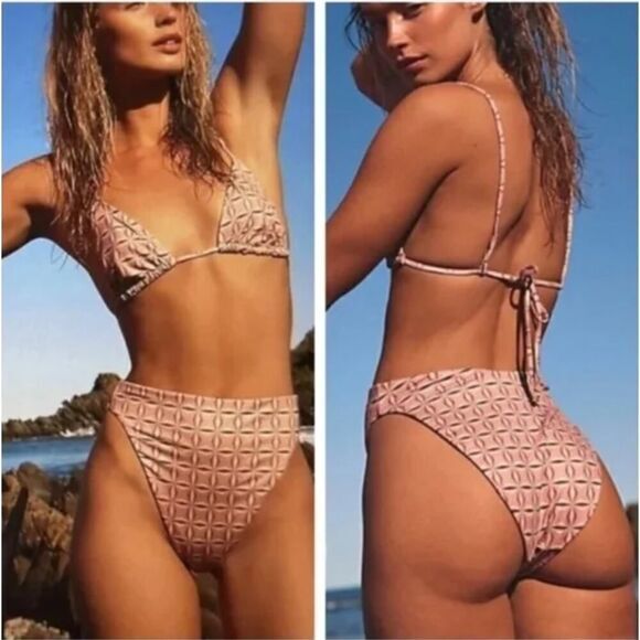 New! Set! Beth Richards Boheme chai geo bikini , top size XL, bottom size L - Picture 3 of 14